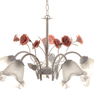 Φωτιστικό κρεμαστό 5 Χ Ε27 Φ58Χ35 εκ. Λευκό με τριαντάφυλλα και γυαλιά