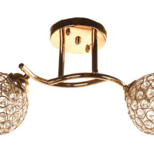 Φωτιστικό οροφής 2 Χ Ε27 Φ45Χ23 εκ. χρυσό με κρύσταλλα