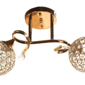 Φωτιστικό οροφής 2 Χ Ε27 Φ44Χ25 εκ. χρυσό με κρύσταλλα