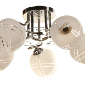 Φωτιστικό οροφής 5 Χ Ε27 Φ50Χ25 εκ. χρώμιο με γυαλιά