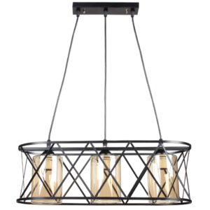 Φωτιστικό κρεμαστό 3 Χ Ε27 53Χ22Χ18 εκ. μαύρο με γυαλιά