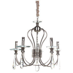 Φωτιστικό κρεμαστό 5 Χ Ε14 Φ56Χ50 εκ. νίκελ ματ με κρύσταλλα