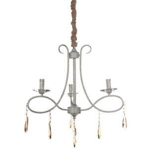 Φωτιστικό κρεμαστό 3 Χ Ε14 Φ60Χ60 εκ. πατίνα λευκό χρυσό με κρύσταλλα