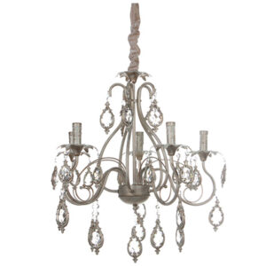 Φωτιστικό κρεμαστό 5 Χ Ε14 Φ54Χ59 εκ. πατίνα μπεζ χρυσό με κρύσταλλα