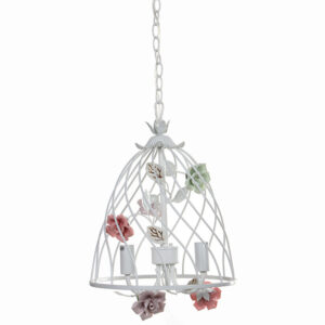 Φωτιστικό κρεμαστό 3 Χ Ε14 Φ31Χ40 εκ. χρ. Λευκό με τριαντάφυλλα