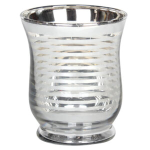 Κηροπήγιο γυάλινο Φ9Χ10,5 εκ. ασημί