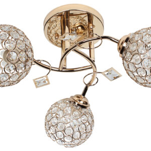 Φωτιστικό οροφής 3 Χ Ε27 Φ46Χ21 εκ. χρυσό με κρύσταλλα
