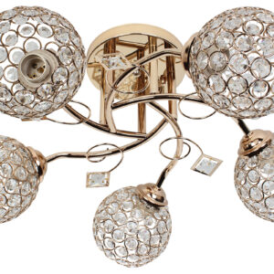 Φωτιστικό οροφής 5 Χ Ε27 Φ56Χ21 εκ. χρυσό με κρύσταλλα