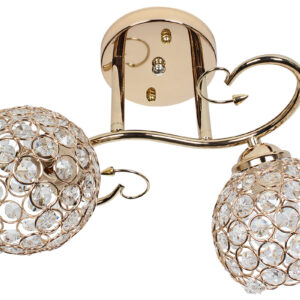 Φωτιστικό οροφής 2 Χ Ε27 Φ36Χ25 εκ. χρυσό με κρύσταλλα