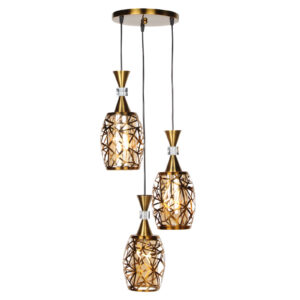 Φωτιστικό μεταλλικό άνισο 3 Χ Ε27 Φ23 εκ. μπρονζέ με γυαλιά