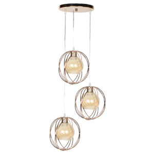 Φωτιστικό μεταλλικό άνισο 3 Χ Ε27 Φ23 εκ. χρυσό με γυαλιά