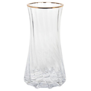 Ανθοδοχείο γυάλινο Φ12Χ23 εκ. διάφανο με χρυσές λεπτομέρειες
