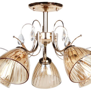 Φωτιστικό οροφής 5 Χ Ε27 Φ56Χ33 εκ. χρυσό με γυαλιά