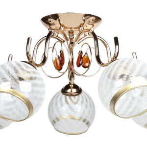 Φωτιστικό οροφής 5 Χ Ε27 Φ56Χ26 εκ. χρυσό με γυαλιά