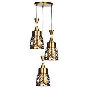 Φωτιστικό μεταλλικό άνισο 3 Χ Ε27 Φ23 εκ. μπρονζέ με γυαλιά