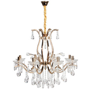 Φωτιστικό κρεμαστό 8 Χ Ε14 Φ76Χ65 εκ. χρυσό με κρύσταλλα