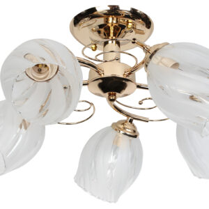 Φωτιστικό οροφής 5 Χ Ε27 Φ50Χ25 εκ. χρυσό με γυαλιά