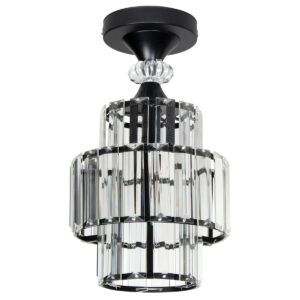 Φωτιστικό οροφής μεταλλικό Ε27 Φ16Χ28 εκ. μαύρο με γυαλιά