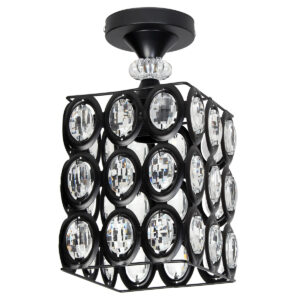 Φωτιστικό οροφής μεταλλικό Ε27 15Χ15Χ29 εκ. μαύρο με κρύσταλλα