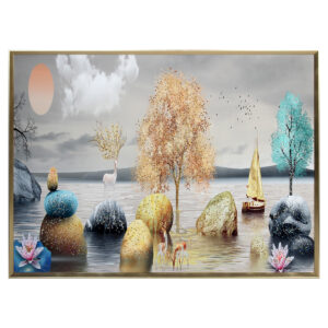 Πίνακας τοίχου ξύλινος 120Χ90 εκ. με κορνίζα και ανάγλυφα strass