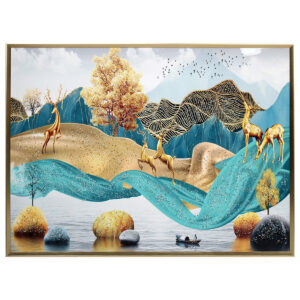 Πίνακας τοίχου ξύλινος 120Χ90 εκ. με κορνίζα και ανάγλυφα strass