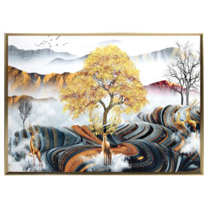 Πίνακας τοίχου ξύλινος 120Χ90 εκ. με κορνίζα και ανάγλυφα strass