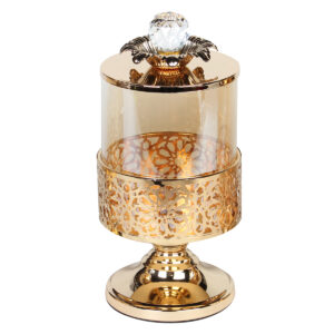 Φοντανιέρα μεταλλική Φ10Χ22 εκ. χρυσή με γυαλί