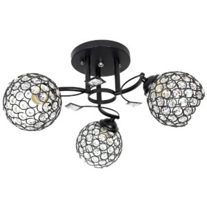 Φωτιστικό οροφής 3 Χ Ε27 Φ50Χ23 εκ. μαύρο με κρύσταλλα