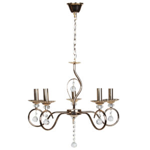 Φωτιστικό κρεμαστό 5 Χ Ε14 Φ54Χ35 εκ. χρυσό με κρύσταλλα