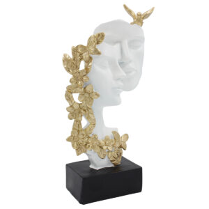 Διακοσμητικό polyresin 14Χ8Χ27 εκ. Ζευγάρι λευκό χρυσό