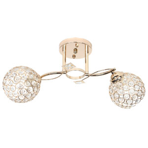 Φωτιστικό οροφής 2 Χ Ε27 47Χ18Χ22 εκ. χρυσό με κρύσταλλα