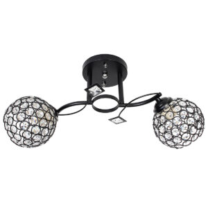 Φωτιστικό οροφής 2 Χ Ε27 47Χ18Χ22 εκ. μαύρο με κρύσταλλα