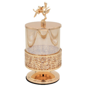 Φοντανιέρα μεταλλική Φ11Χ22 εκ. χρυσή με γυαλί