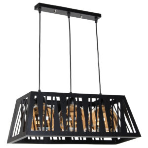 Φωτιστικό μεταλλικό κρεμαστό 3 Χ Ε27 60Χ20Χ20 εκ. Μαύρο με γυαλιά