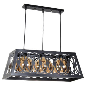 Φωτιστικό μεταλλικό κρεμαστό 3 Χ Ε27 60Χ20Χ20 εκ. Μαύρο με γυαλιά