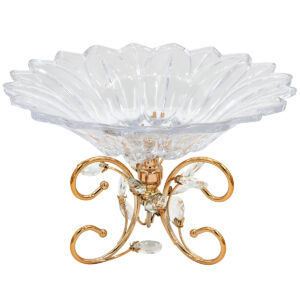 Κουπ γυάλινο κολωνάτο Φ32Χ21 εκ. με Χρυσή μεταλλική βάση και κρύσταλλα