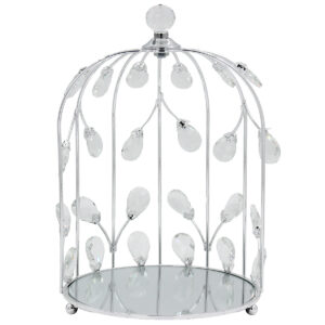 Διακοσμητικό μεταλλικό Φ21Χ31 εκ. Ασημί με κρύσταλλα και καθρέπτη