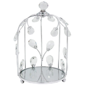 Διακοσμητικό μεταλλικό Φ15Χ25 εκ. Ασημί με κρύσταλλα και καθρέπτη