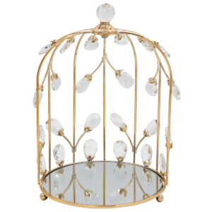 Διακοσμητικό μεταλλικό Φ21Χ31 εκ. Χρυσό με κρύσταλλα και καθρέπτη