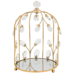 Διακοσμητικό μεταλλικό Φ18Χ28 εκ. Χρυσό με κρύσταλλα και καθρέπτη