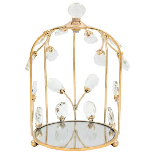 Διακοσμητικό μεταλλικό Φ15Χ25 εκ. Χρυσό με κρύσταλλα και καθρέπτη