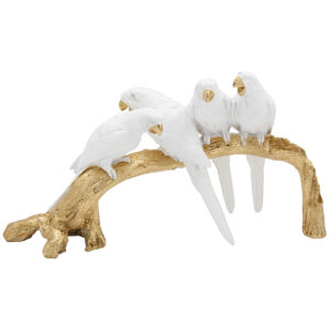 Διακοσμητικό polyresin 32Χ7Χ17 εκ. Παπαγάλοι Λευκό Χρυσό