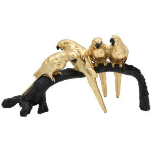 Διακοσμητικό polyresin 32Χ7Χ17 εκ. Παπαγάλοι Μαύρο Χρυσό