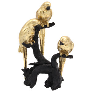 Διακοσμητικό polyresin 15Χ9Χ24 εκ. Παπαγάλοι Μαύρο Χρυσό
