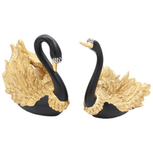 Διακοσμητικά polyresin τεμ 2 Κύκνοι 26Χ12Χ22 – 24Χ12Χ21 εκ. Μαύρο Χρυσό