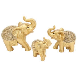 Διακοσμητικά polyresin τεμ 3 Ελέφαντες Χρυσοί με strass