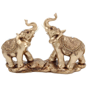 Διακοσμητικό polyresin 29X8X19 εκ. Ελέφαντες Μπρονζέ