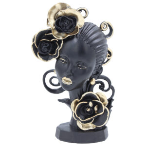 Διακοσμητικό polyresin 15Χ9Χ27 εκ. Πρόσωπο Ethnic Μαύρο Χρυσό