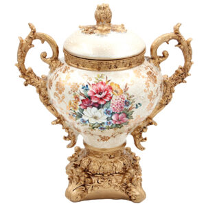 Αμφορέας με καπάκι διακοσμητικός Polyresin 26Χ17Χ29 εκ. Floral