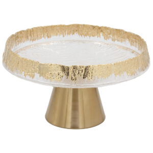 Πιατέλα – Κουπ γυάλινο κολωνάτο Φ23Χ13 εκ. Χρυσό με μεταλλική βάση